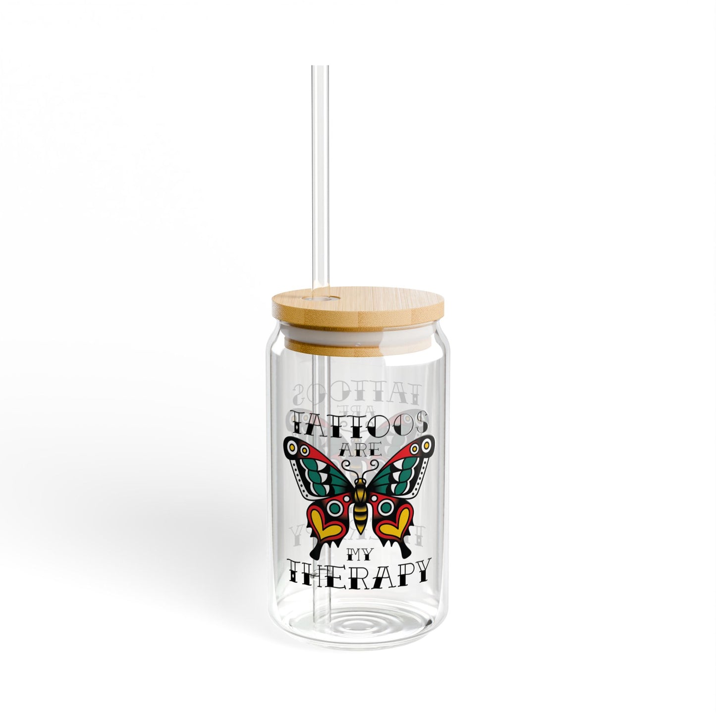 Tattoos Are My Therapy Sipper Glass, 16oz