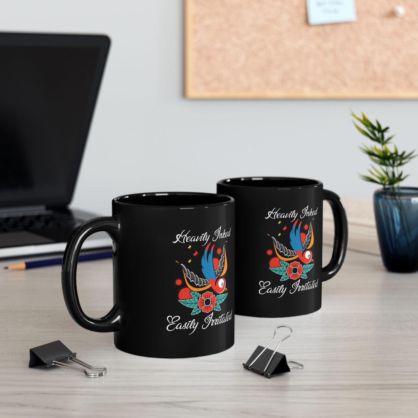 Heavily Inked Easily Irritated Black Mug (11oz, 15oz)