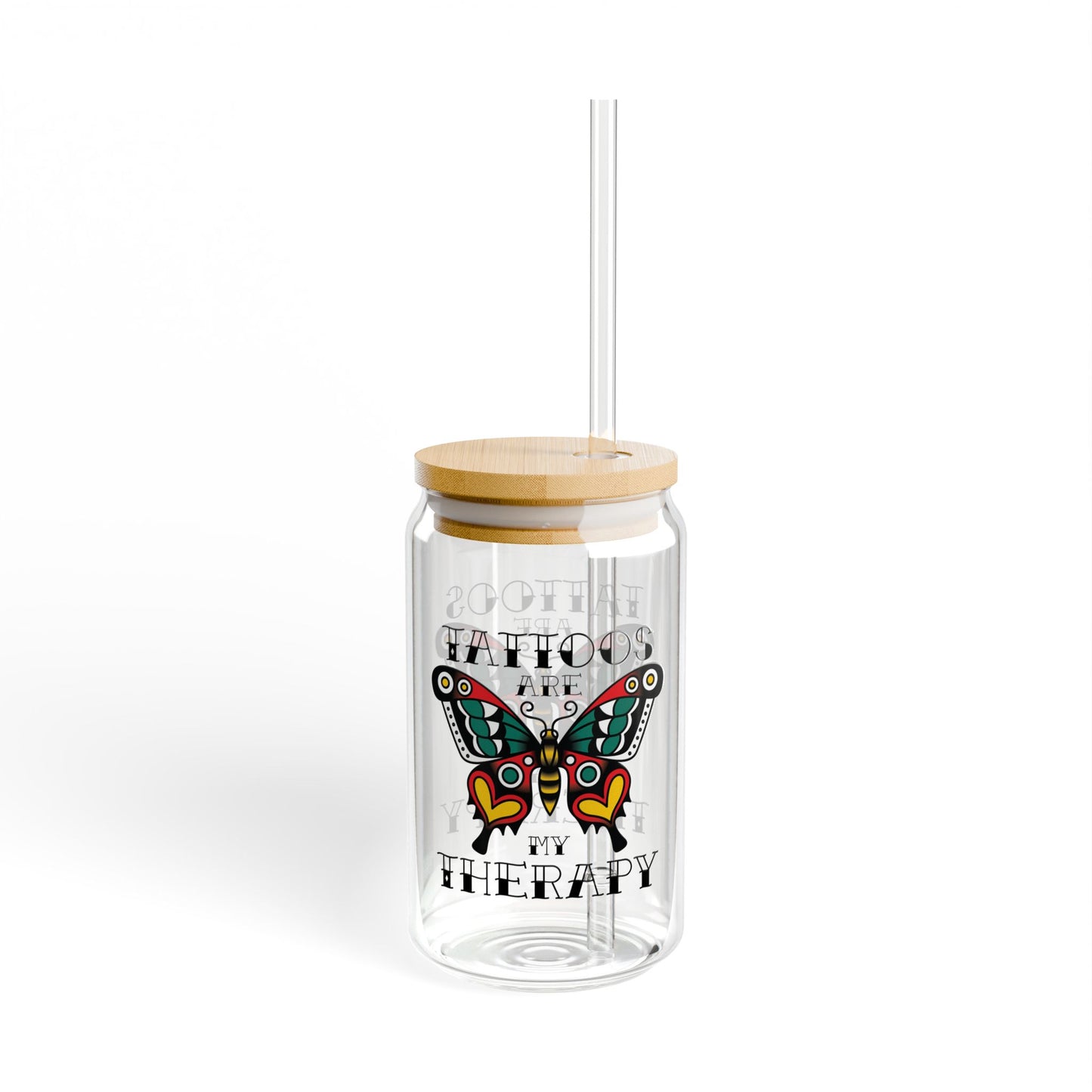 Tattoos Are My Therapy Sipper Glass, 16oz