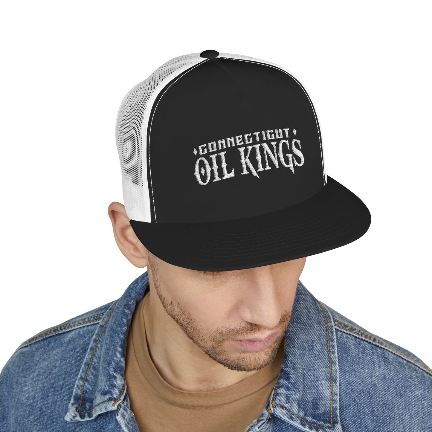 Oil Kings Trucker Cap — Embroidered Retro Logo Mesh Hat