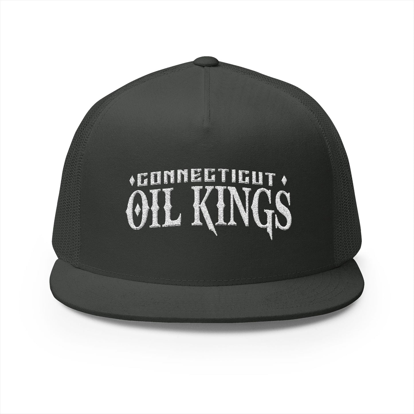 Oil Kings Trucker Cap — Embroidered Retro Logo Mesh Hat