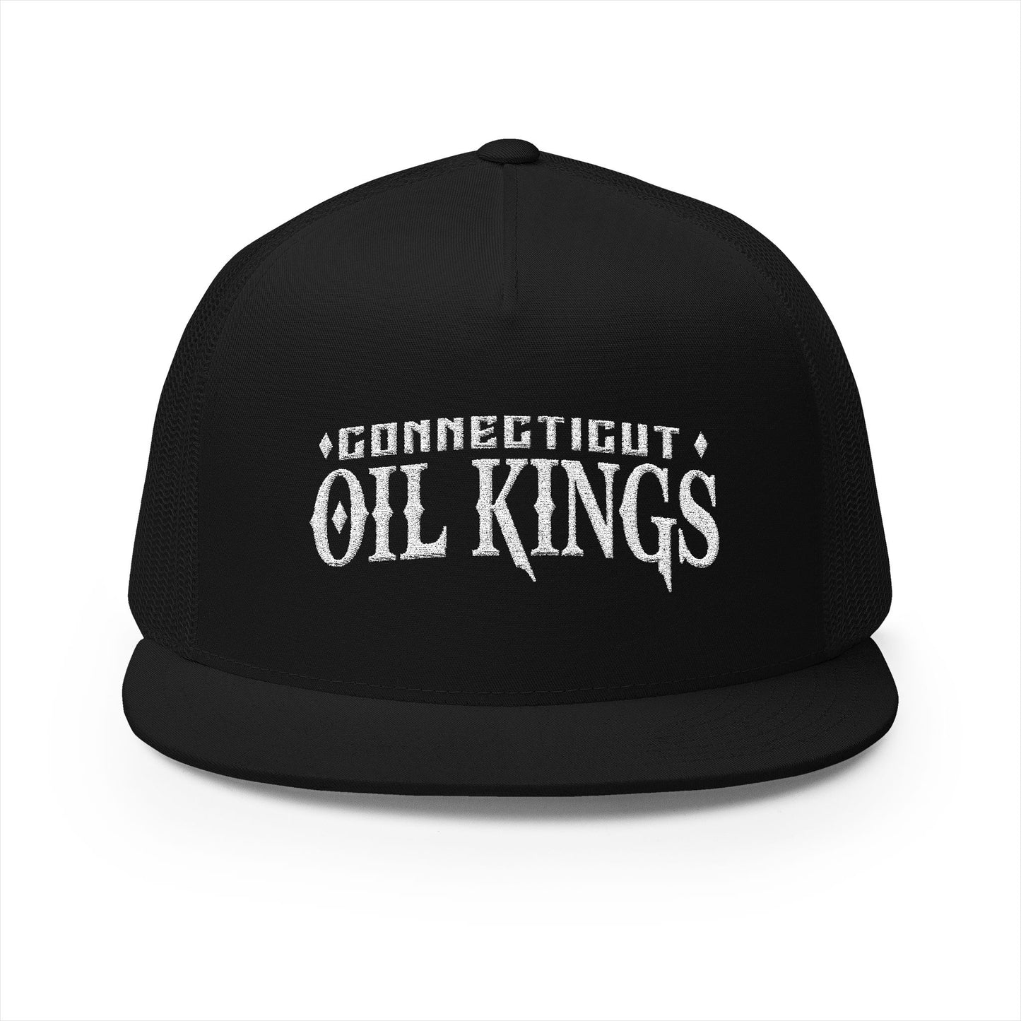 Oil Kings Trucker Cap — Embroidered Retro Logo Mesh Hat